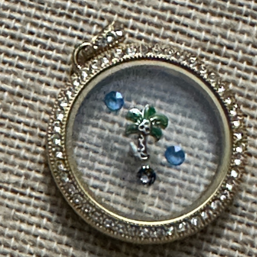 Origami Owl Palm Tree and three Swarovski Mini Crystals